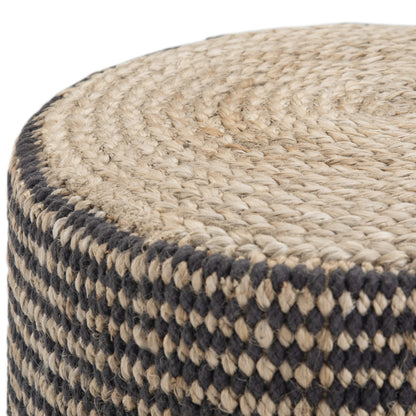 Black Round Jute Bean Bag Chair - 18 Inch Diameter for Living Room