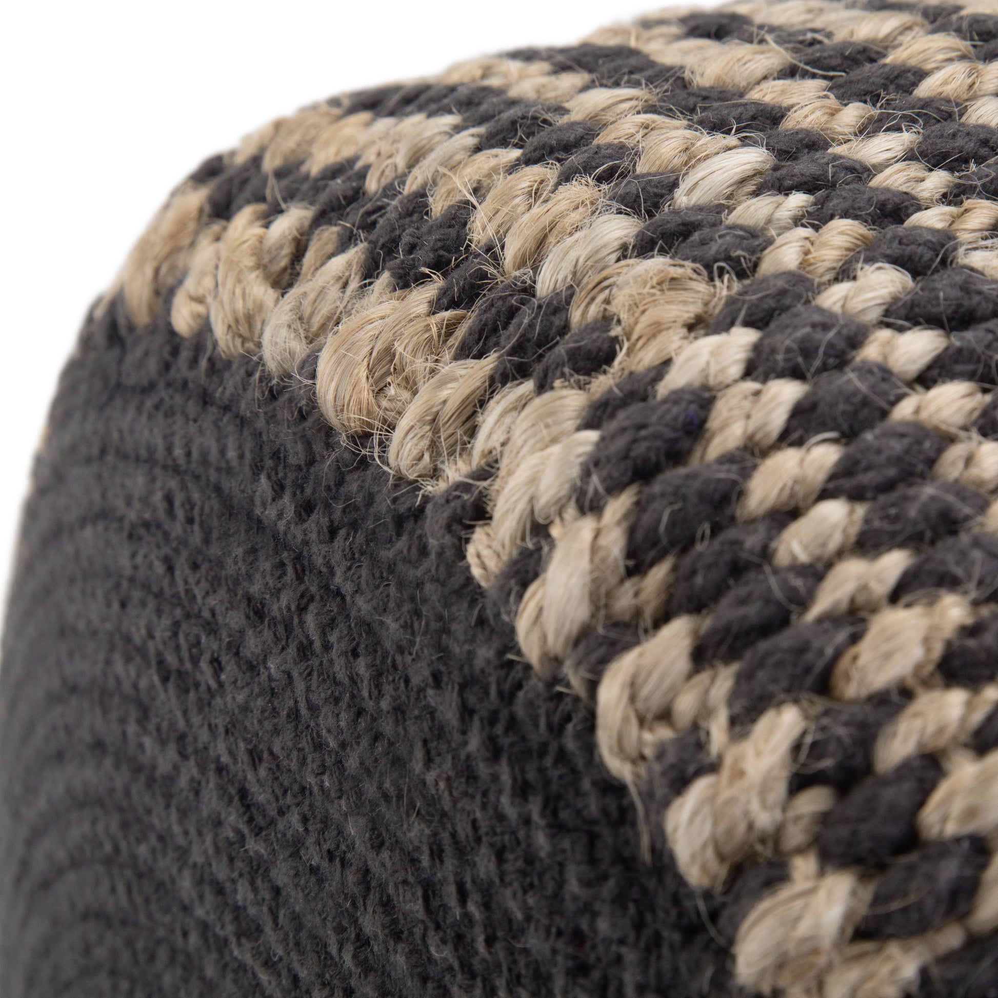 Black Round Jute Bean Bag Chair - 18 Inch Diameter for Living Room