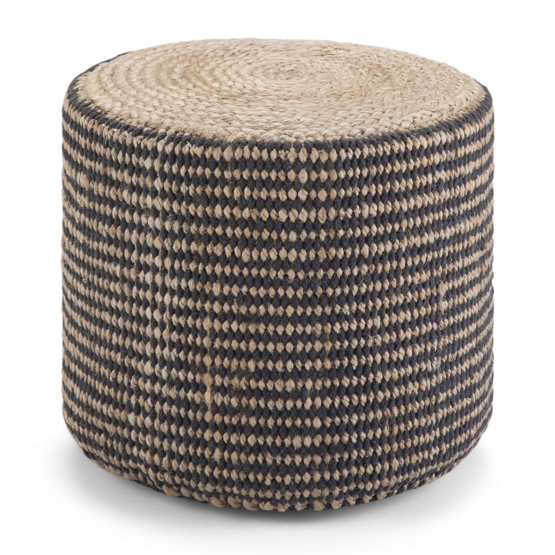 Larissa 18 inch Wide Round Pouf in Natural Hand Braided Jute