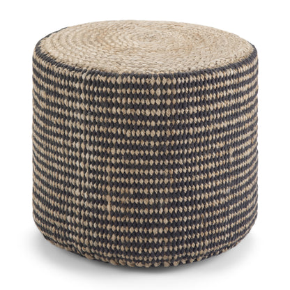 Larissa 18 inch Wide Round Pouf in Natural Hand Braided Jute