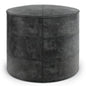Connor 18 inch Wide Round Pouf in Distressed Black Genuine Leather