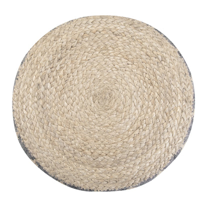 Gray Round Pouf Footstool for Living Room Comfort and Accent Decor