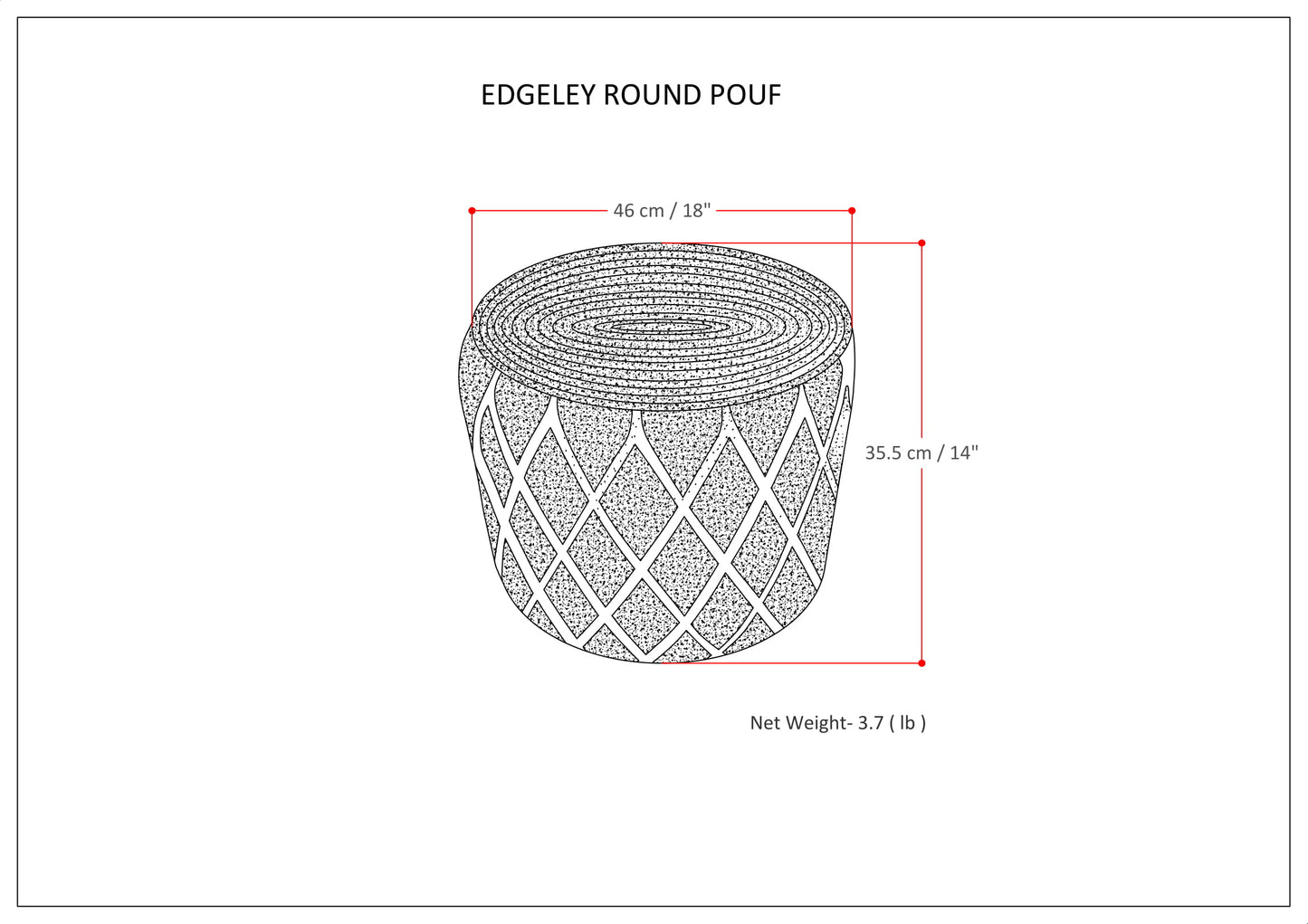 Gray Round Pouf Footstool for Living Room Comfort and Accent Decor