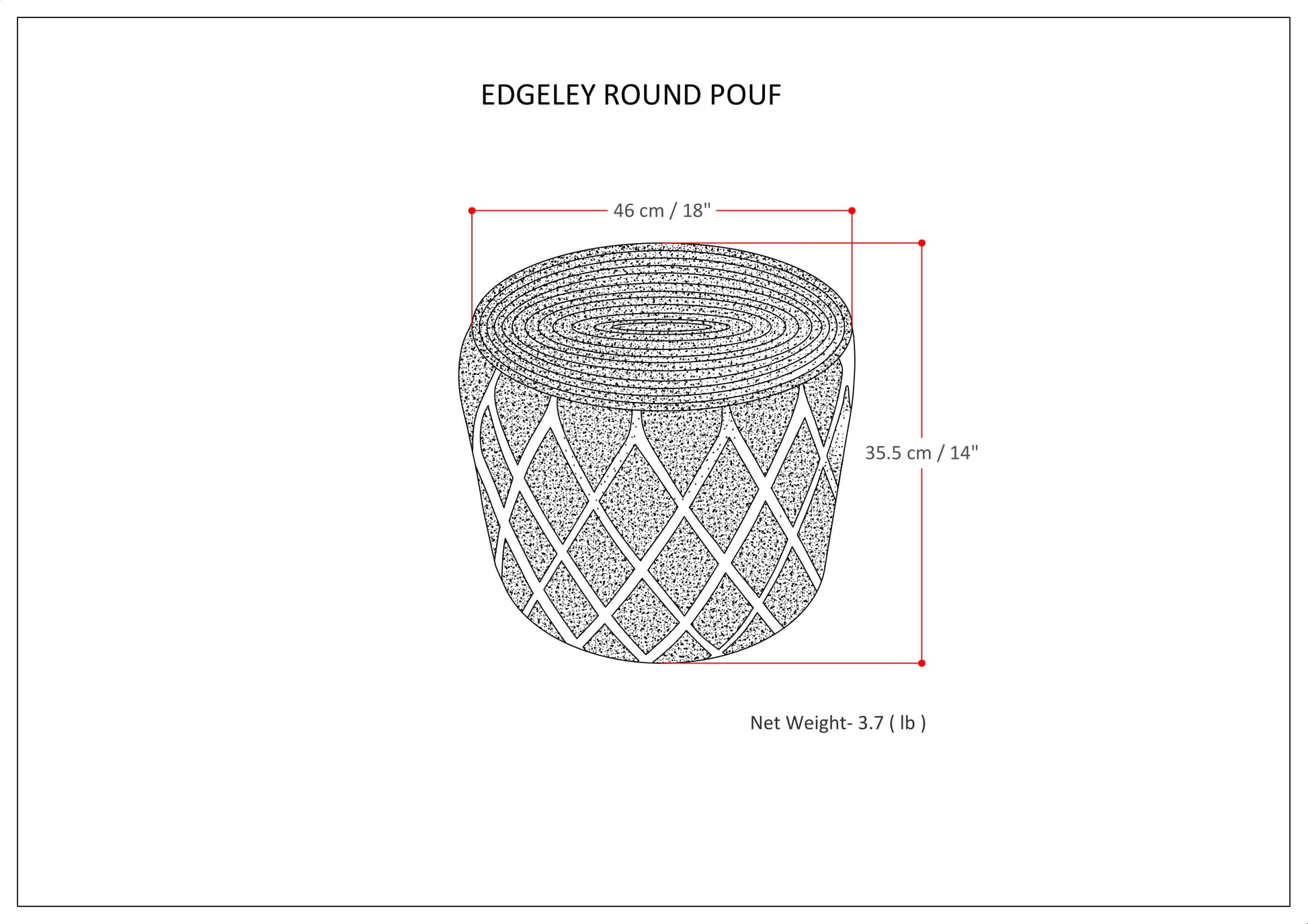 Gray Round Pouf Footstool for Living Room Comfort and Accent Decor
