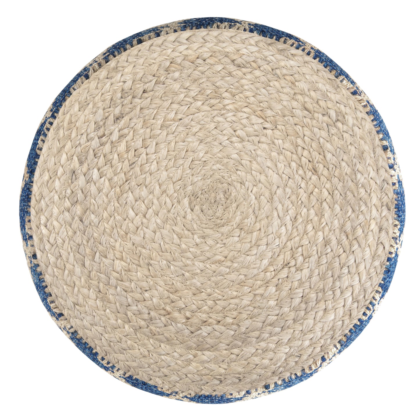 Blue Fabric Round Pouf - 18 Inch Accent Chair