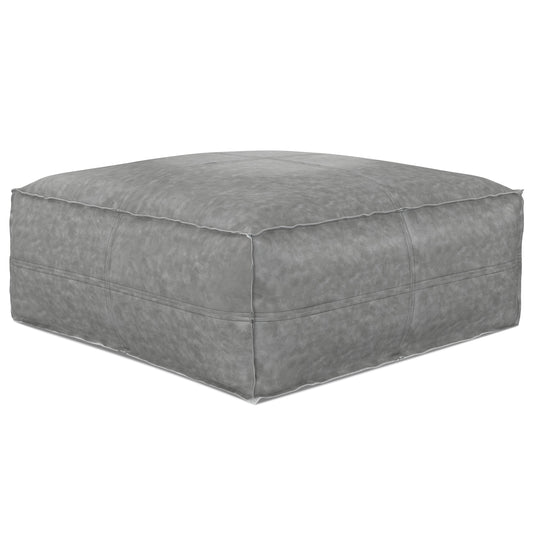 Brody - Large Square Coffee Table Pouf - Distressed Grey