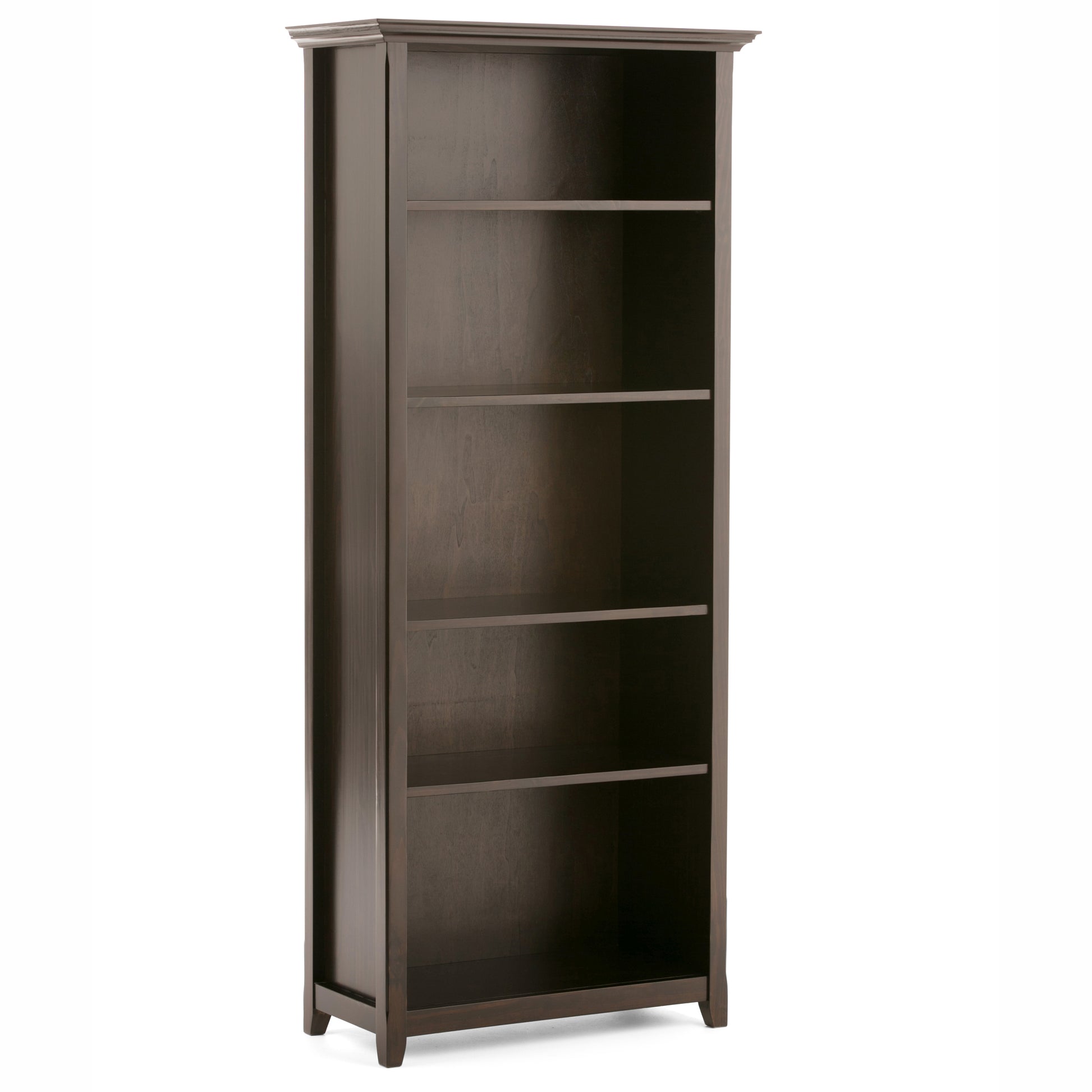 Dark Brown 5 Shelf Wood Bookcase - 30" Wide for Living Room