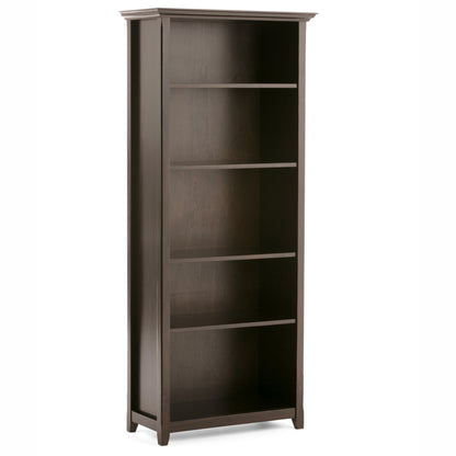 Dark Brown 5 Shelf Wood Bookcase - 30" Wide for Living Room