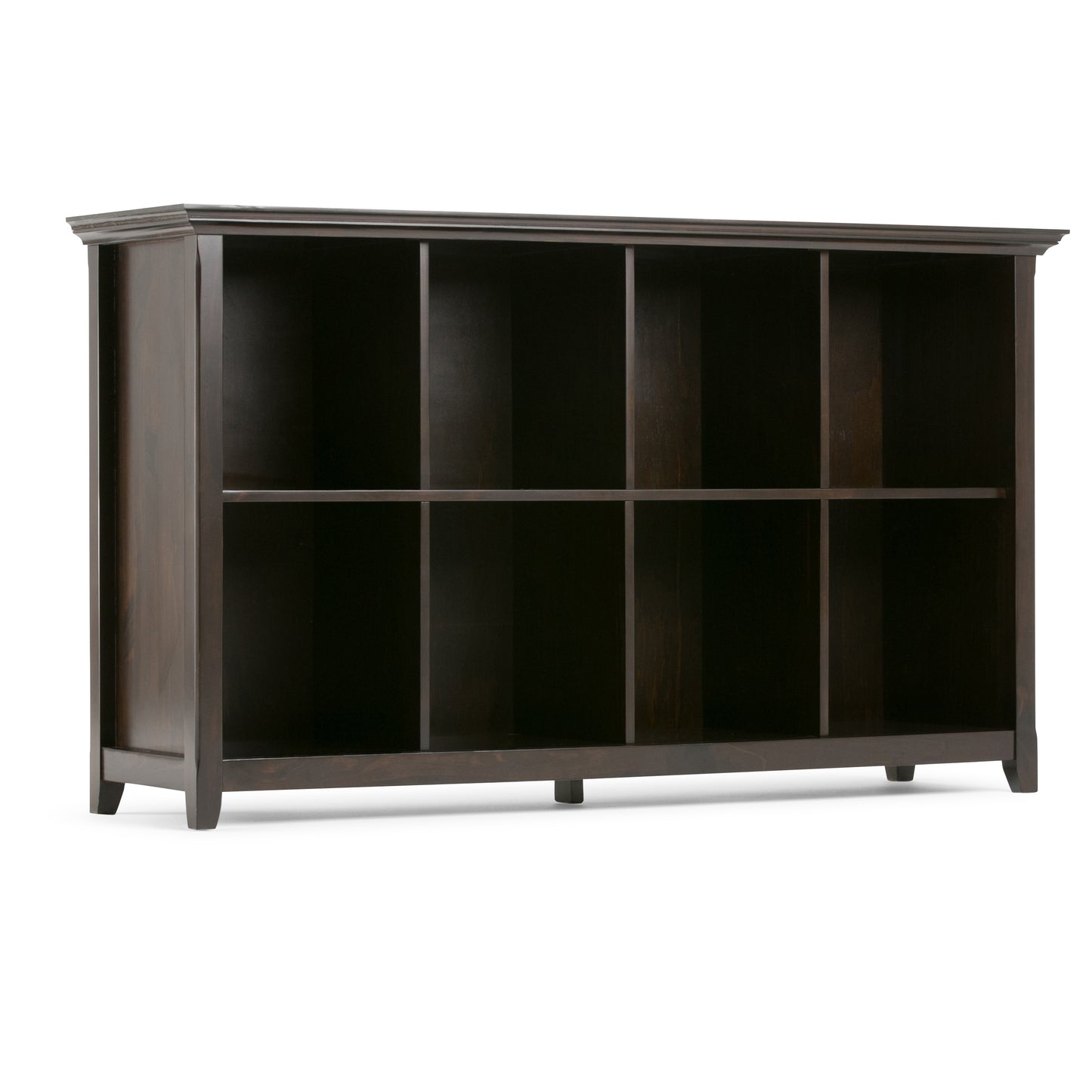 Amherst 57 inch Wide Solid Wood 8 Cube Storage Sofa Table in Hickory Brown