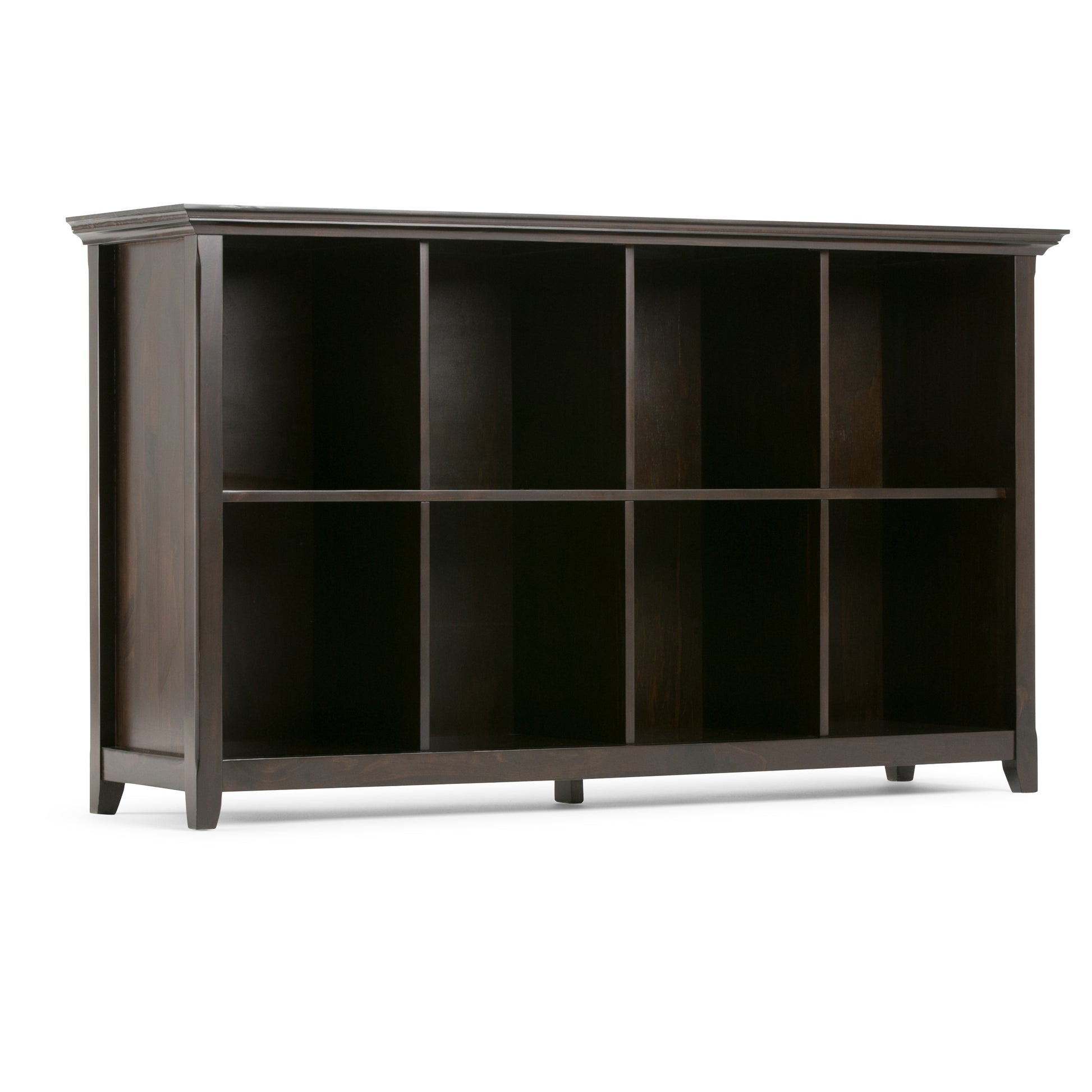 Amherst 57 inch Wide Solid Wood 8 Cube Storage Sofa Table in Hickory Brown