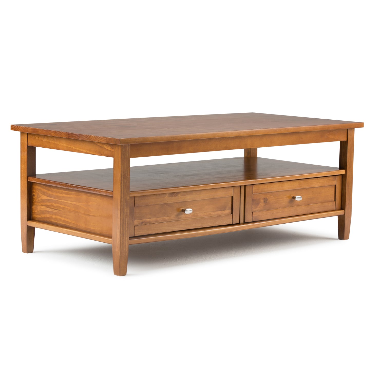 Light Brown Wood Coffee Table - 48" Wide Storage
