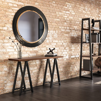 Sawhorse - Solid Walnut Veneer and Metal Console Sofa Table - Walnut