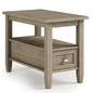 Warm Shaker Solid Wood 14 inch Wide Transitional Narrow Side Table in Distressed Grey