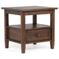 Warm Shaker Solid Wood 20 inch Wide Transitional End Table in Distressed Charcoal Brown