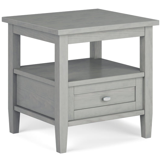 Warm Shaker Solid Wood 20 inch Wide Transitional End Table in Fog Grey
