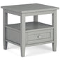 Warm Shaker Solid Wood 20 inch Wide Transitional End Table in Fog Grey