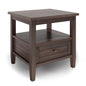 Warm Shaker Solid Wood 20 inch Wide Transitional End Table in Warm Walnut Brown