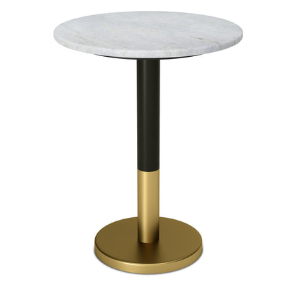 Evans Side Table in White Genuine Marble and Black/Gold Iron