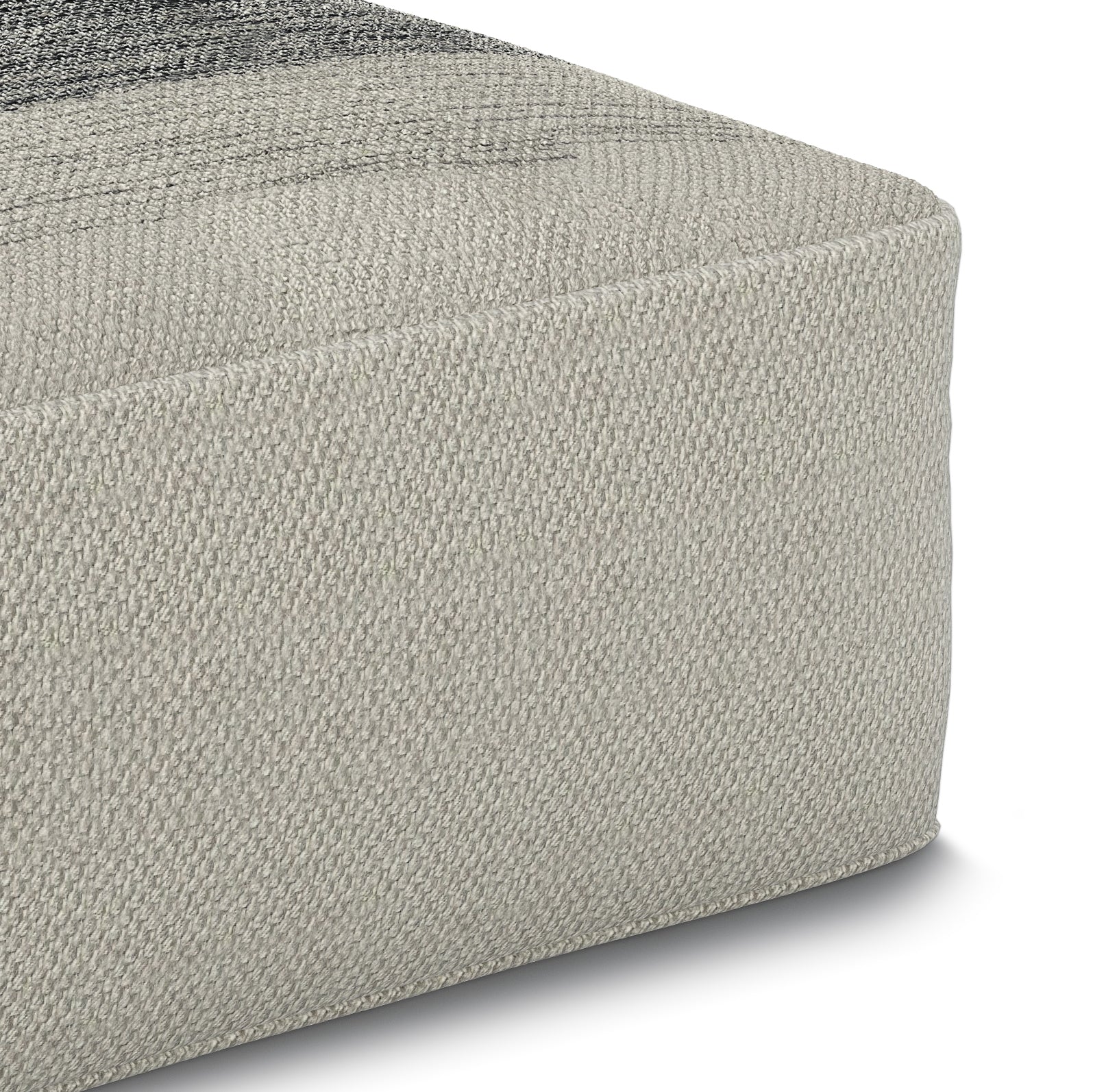 Silver Striped Outdoor Pouf for Patio or Indoor Comfort