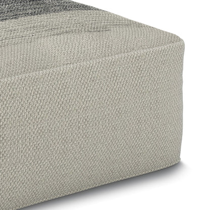 Silver Striped Outdoor Pouf for Patio or Indoor Comfort