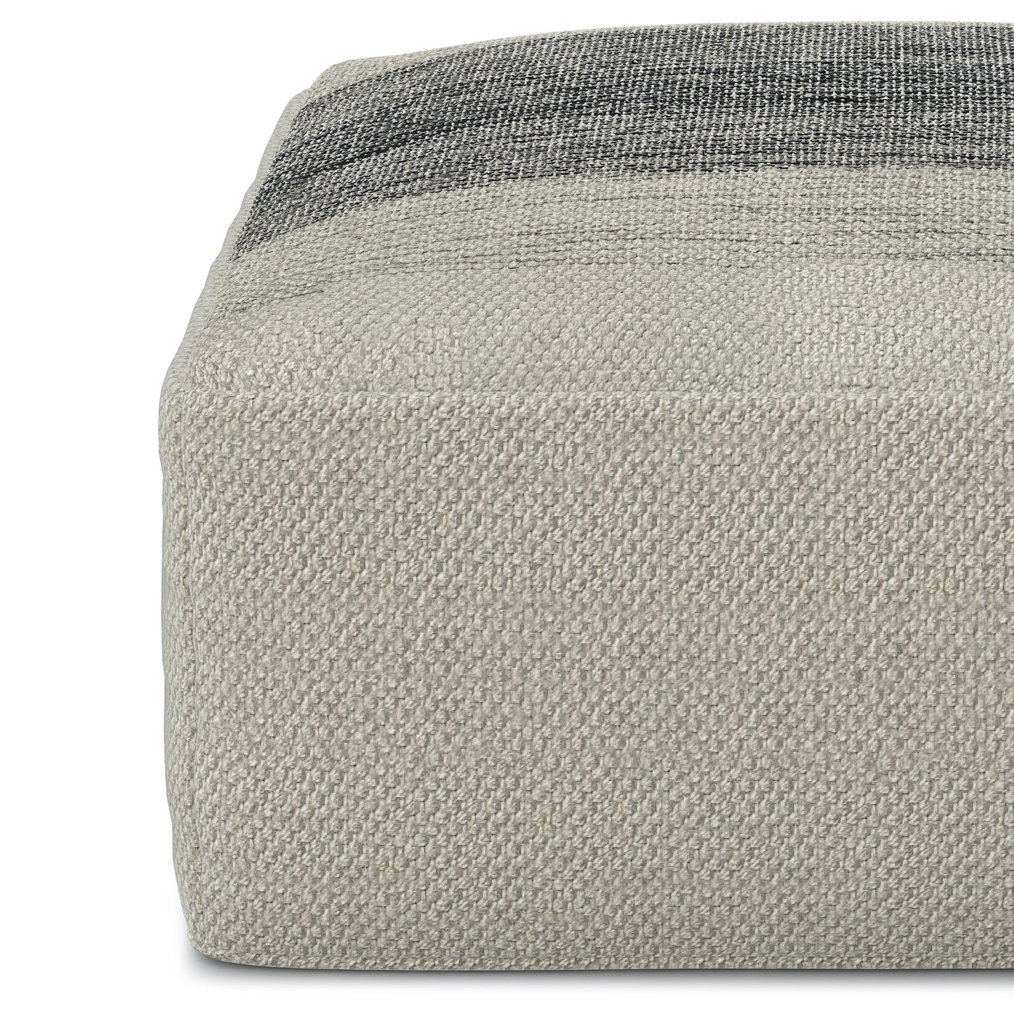 Silver Striped Outdoor Pouf for Patio or Indoor Comfort