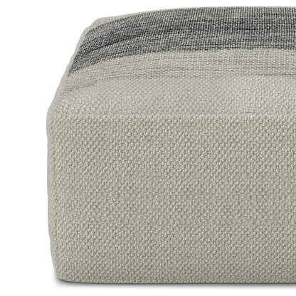 Silver Striped Outdoor Pouf for Patio or Indoor Comfort
