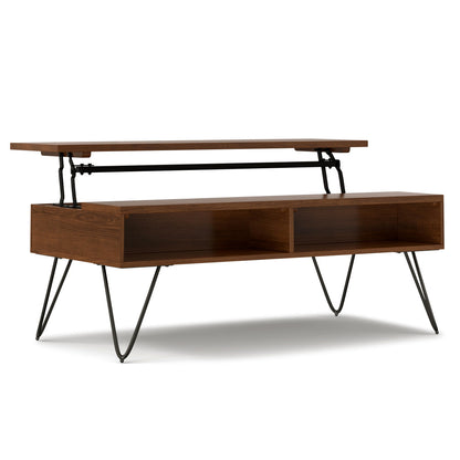 Hunter 48 inch Wide Solid Wood Lift Top Coffee Table in Walnut Veneer