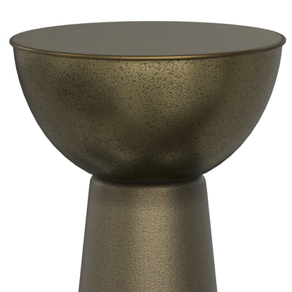Antique Gold Iron Round Side Table - 12 Inch Diameter for Living Room