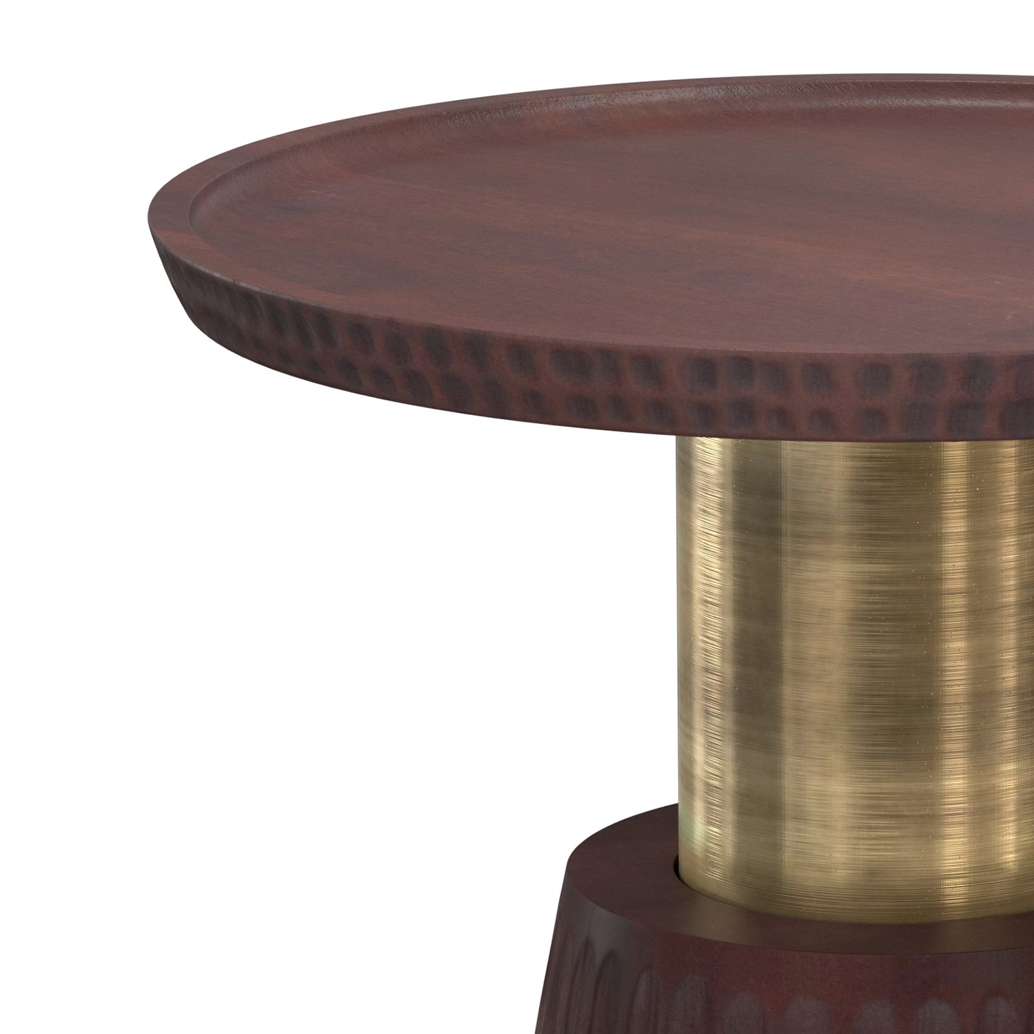 Breanna Side Table - Walnut Brown Wood Metal Round Table