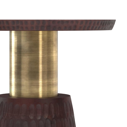 Breanna Side Table - Walnut Brown Wood Metal Round Table