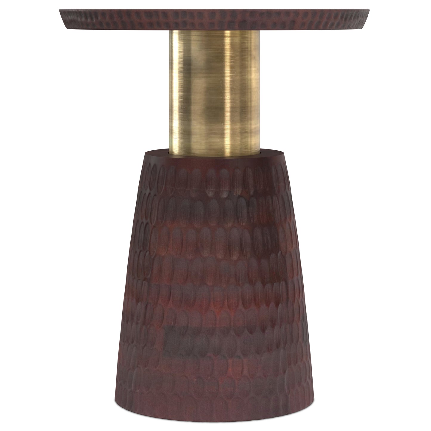 Breanna Side Table - Walnut Brown Wood Metal Round Table
