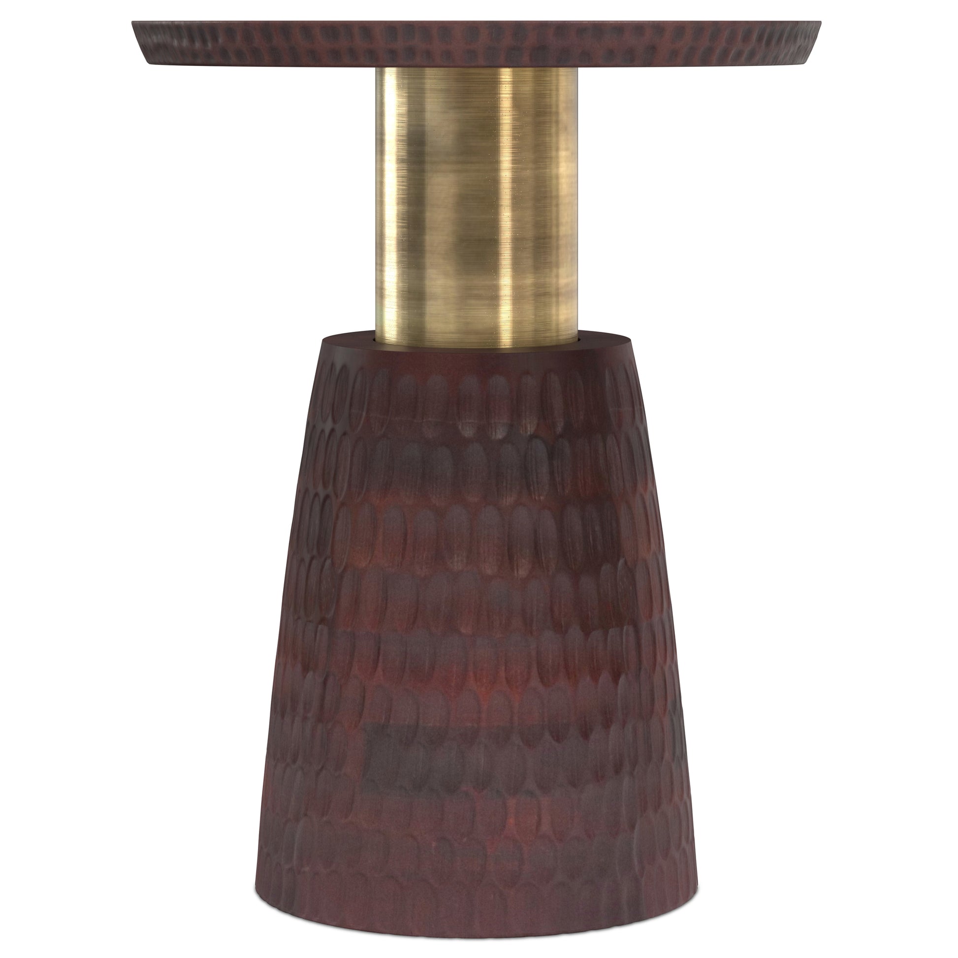 Breanna Side Table - Walnut Brown Wood Metal Round Table