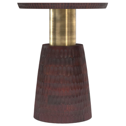 Breanna Side Table - Walnut Brown Wood Metal Round Table