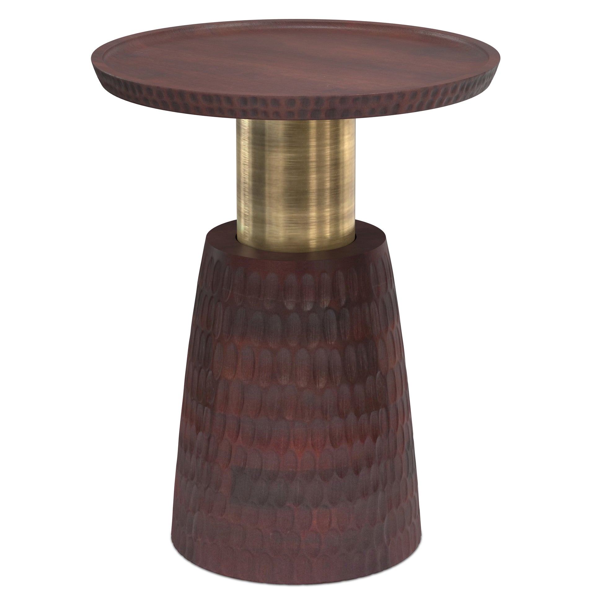 Breanna Side Table - Walnut Brown Wood Metal Round Table