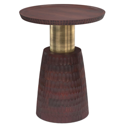 Breanna Side Table - Walnut Brown Wood Metal Round Table