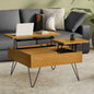 Hunter 32 inch Wide Solid Wood Lift Top Square Coffee Table in Oak