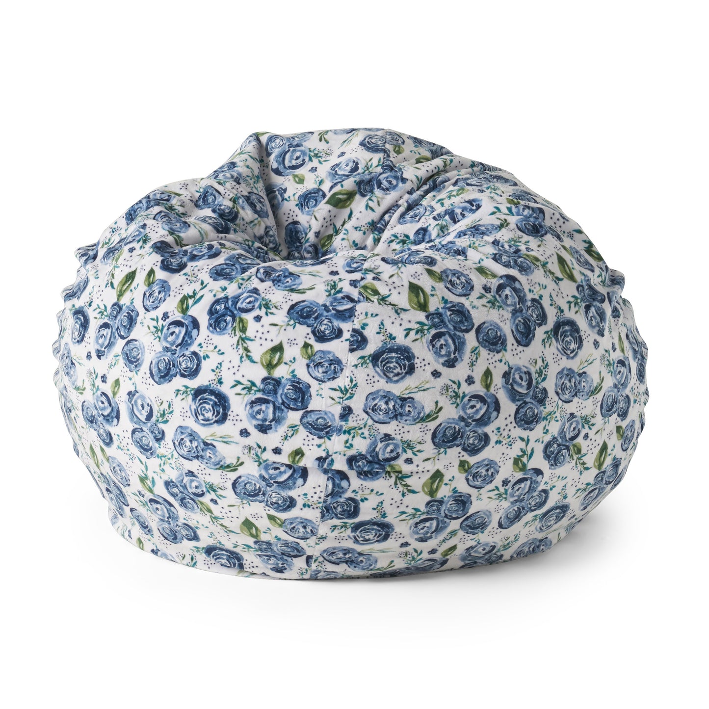 Spring 3 Foot Rounded Bean Bag, Blue Rose Print