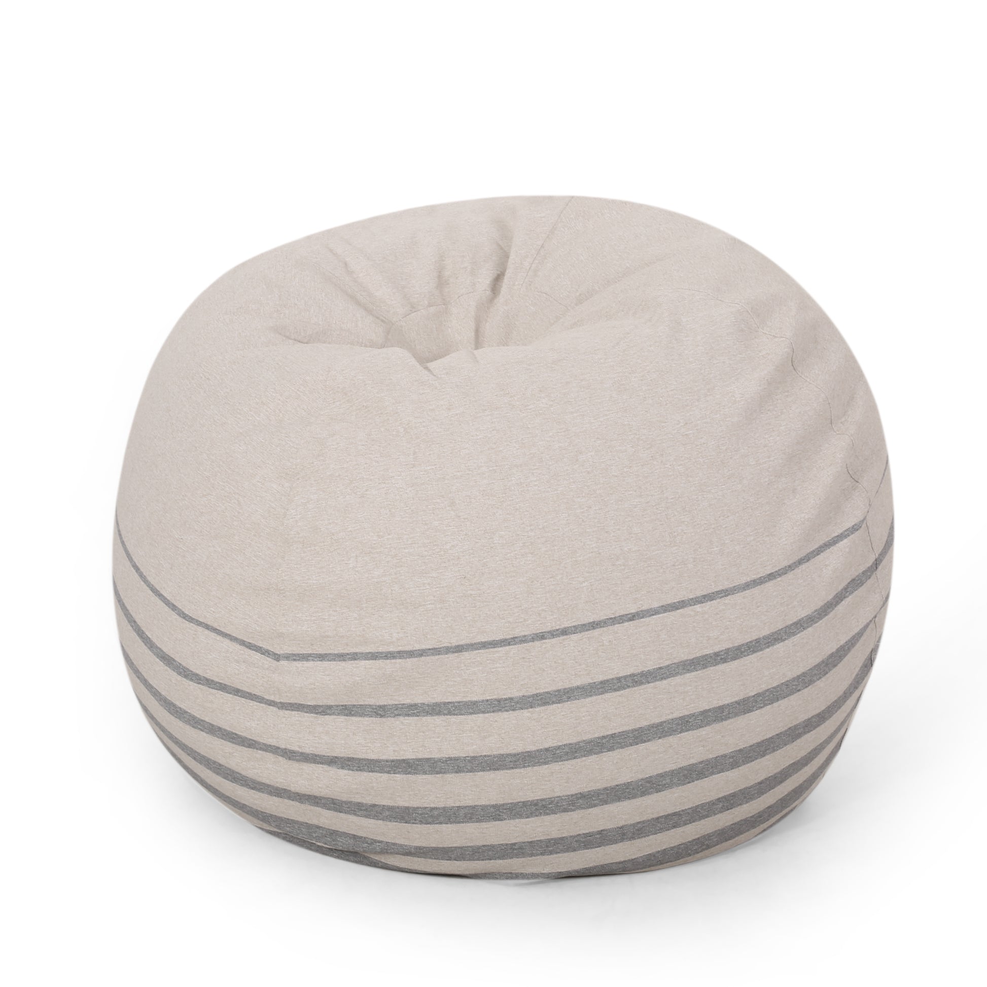 Bohemio 5 Foot Rounded Bean Bag, Striped Natural Grey
