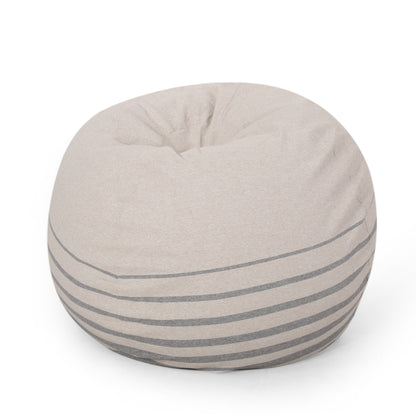 Bohemio 5 Foot Rounded Bean Bag, Striped Natural Grey