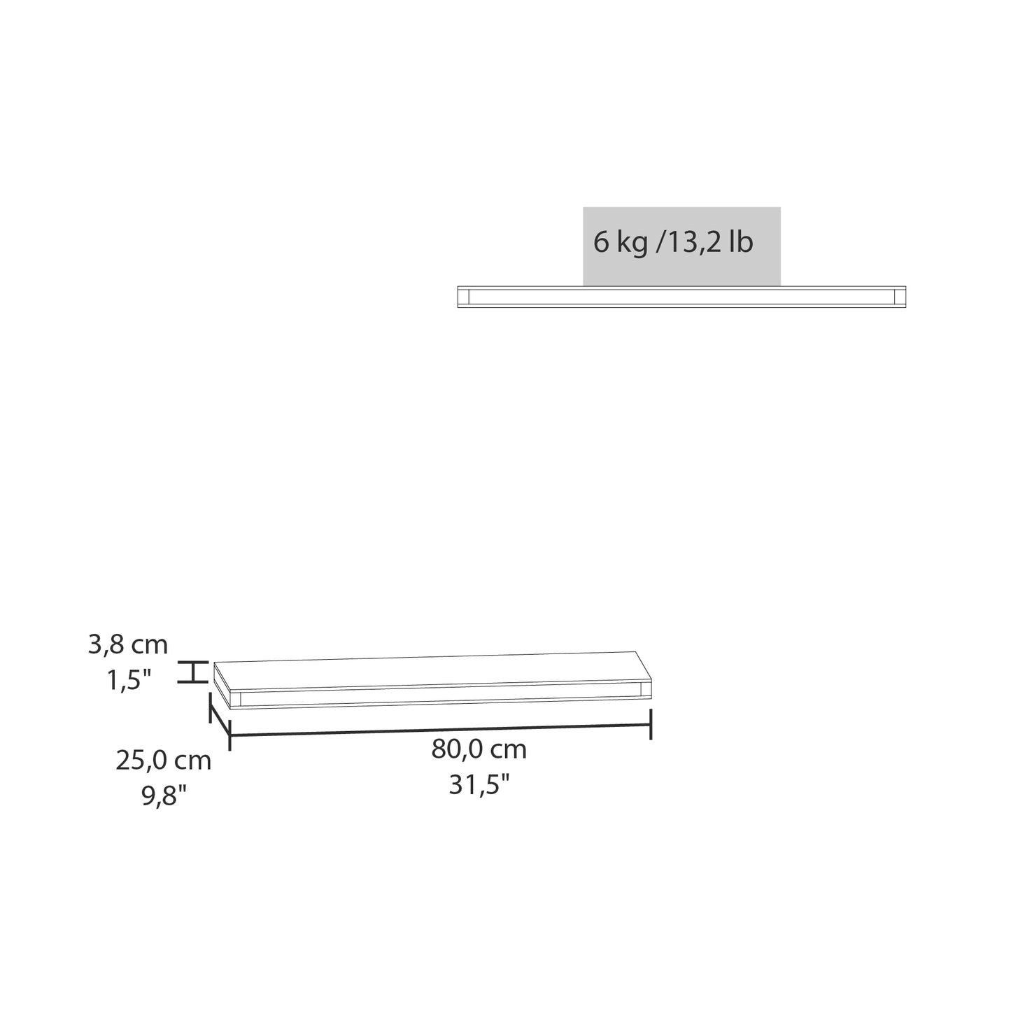 Taupe Floating Shelves - 2 Tier Wall Mounted Display for Living Room