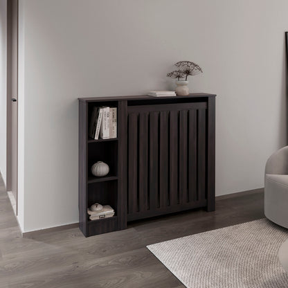 Radiator Cover Cabinet Joseph with Slatted Frame and 3 Shelves, Decorative Heater Cover, Modern Furniture Accent, Walnaut
