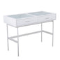 Contemporary Console Table in White Wood, White Steel, and Glass Top
