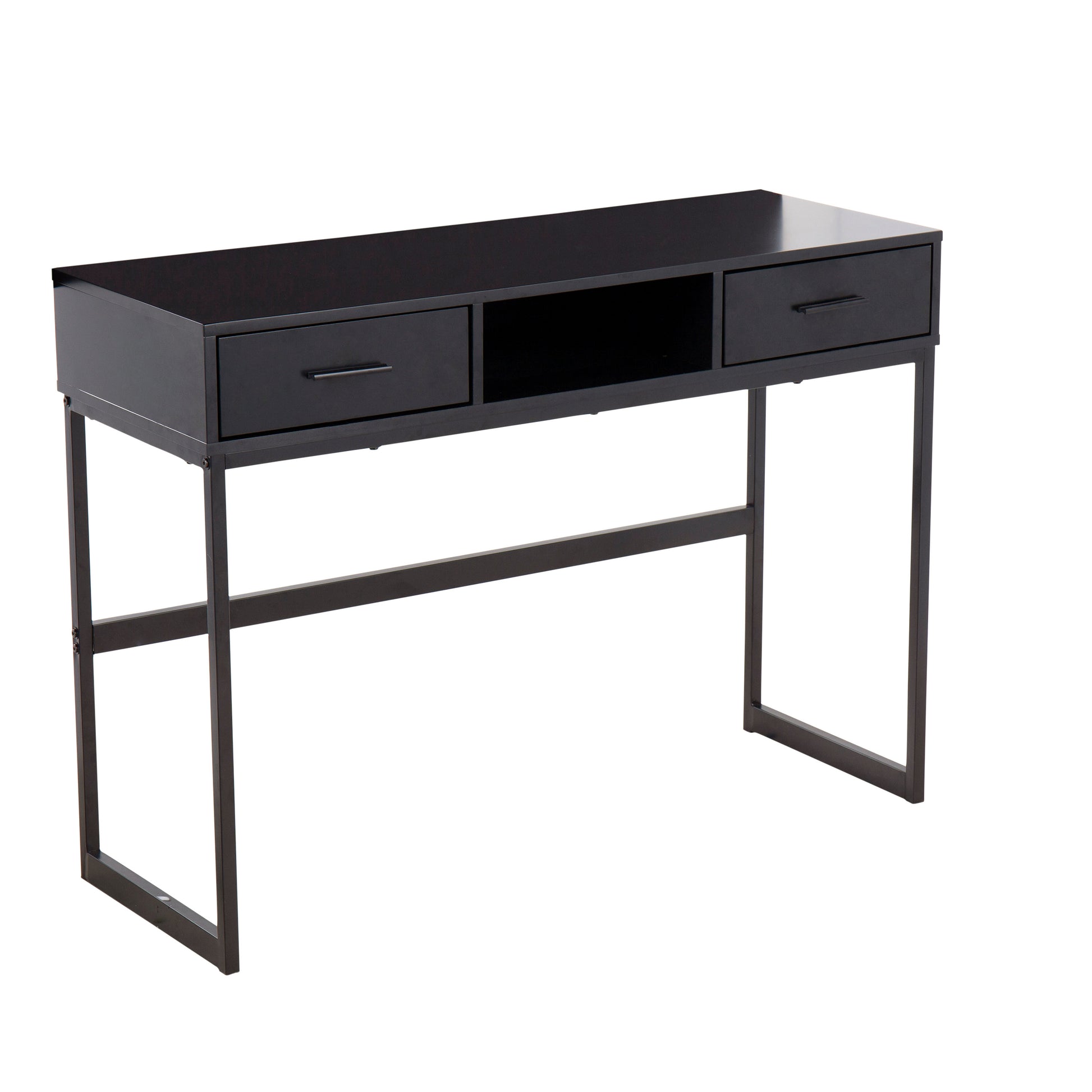 Contemporary Console Table in Black Metal and Black Wood