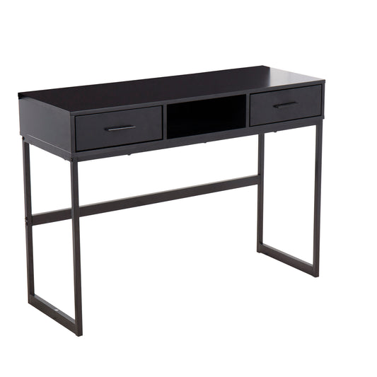 Contemporary Console Table in Black Metal and Black Wood