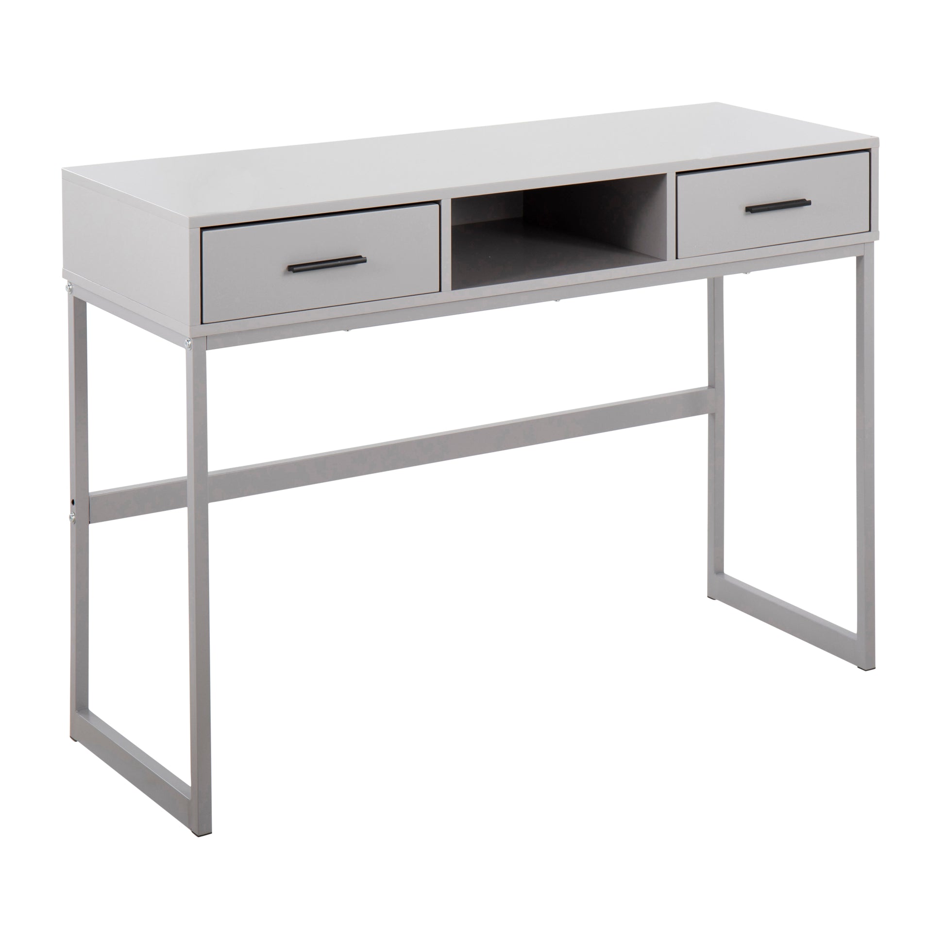 Contemporary Console Table in Grey Metal and Grey Wood