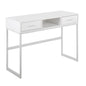 Contemporary Console Table in White Metal and White Wood