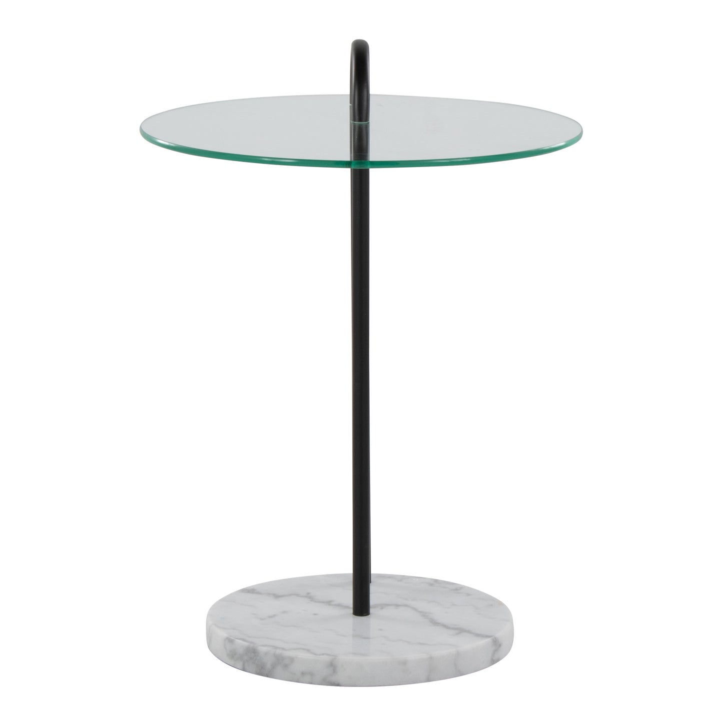 Claire Side Table - Clear Glass & Marble Modern Table