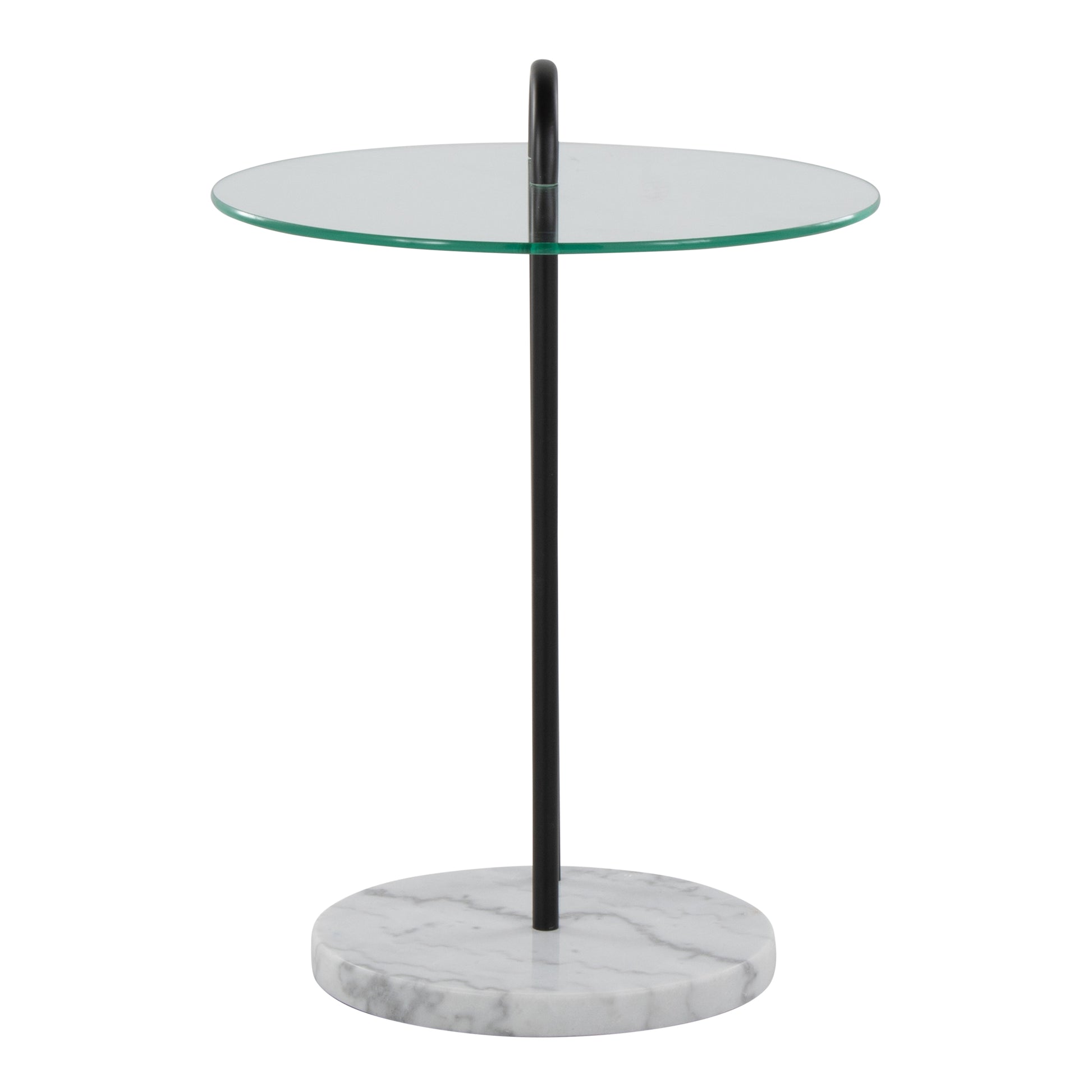 Claire Side Table - Clear Glass & Marble Modern Table