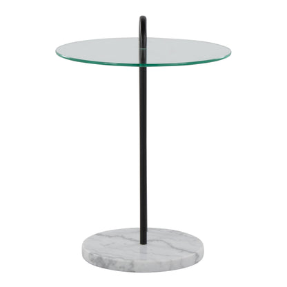 Claire Side Table - Clear Glass & Marble Modern Table