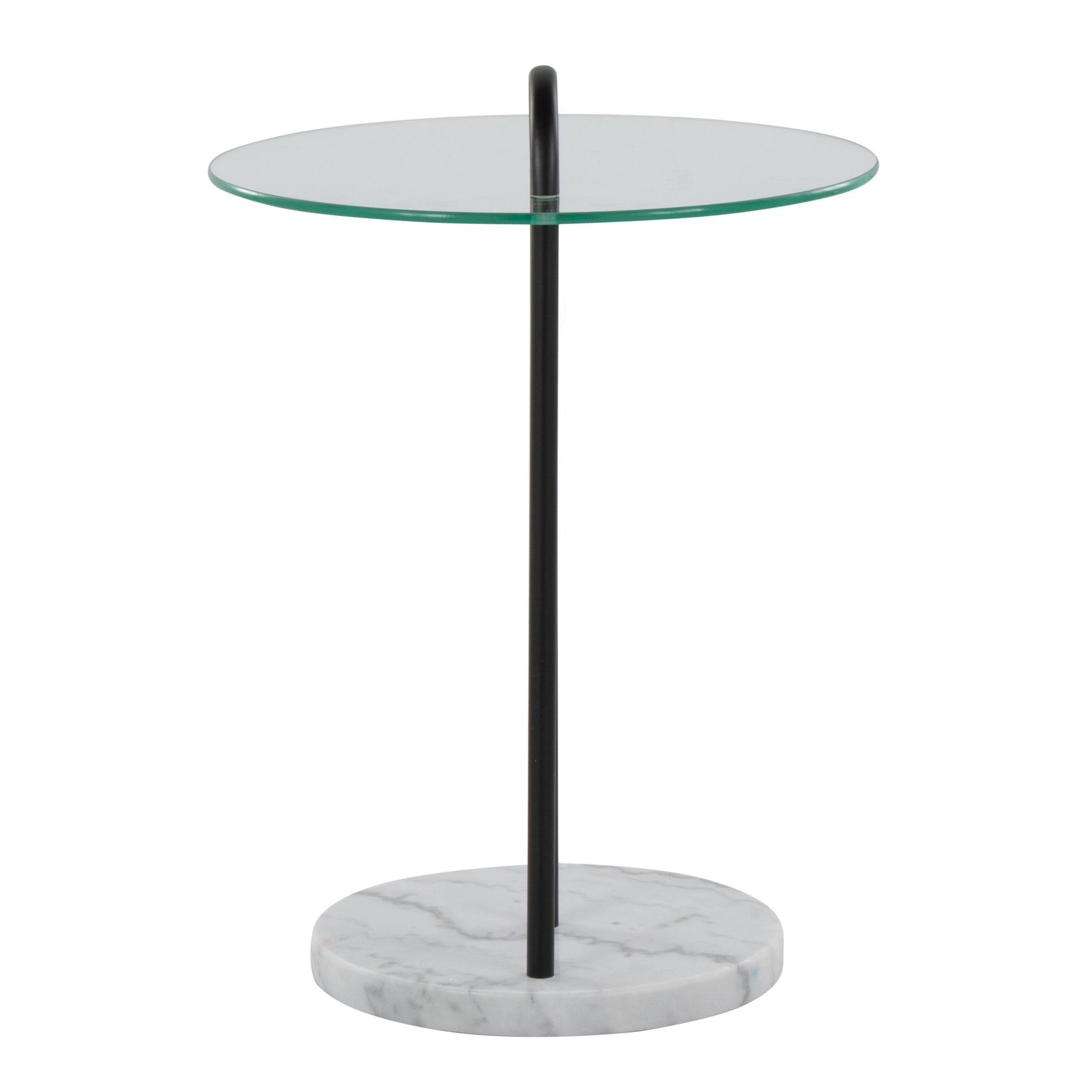 Claire Side Table - Clear Glass & Marble Modern Table